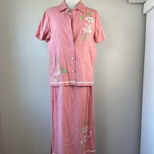 Studio Ease Pink Linen Blend Matching Top & Dress